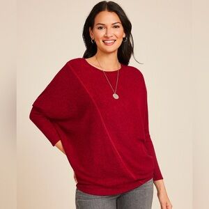Maurice’s Red Dakota Ribbed Dolman Top, size Large
